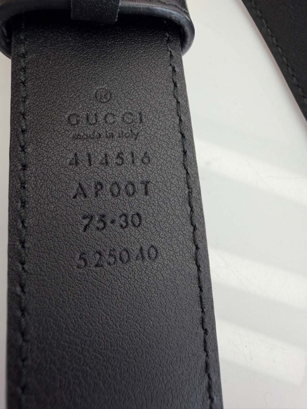 Authentic Gucci Slim Leather Marmont Gg Double Mens Belt Black 75/30 414516 - Picture 7 of 8